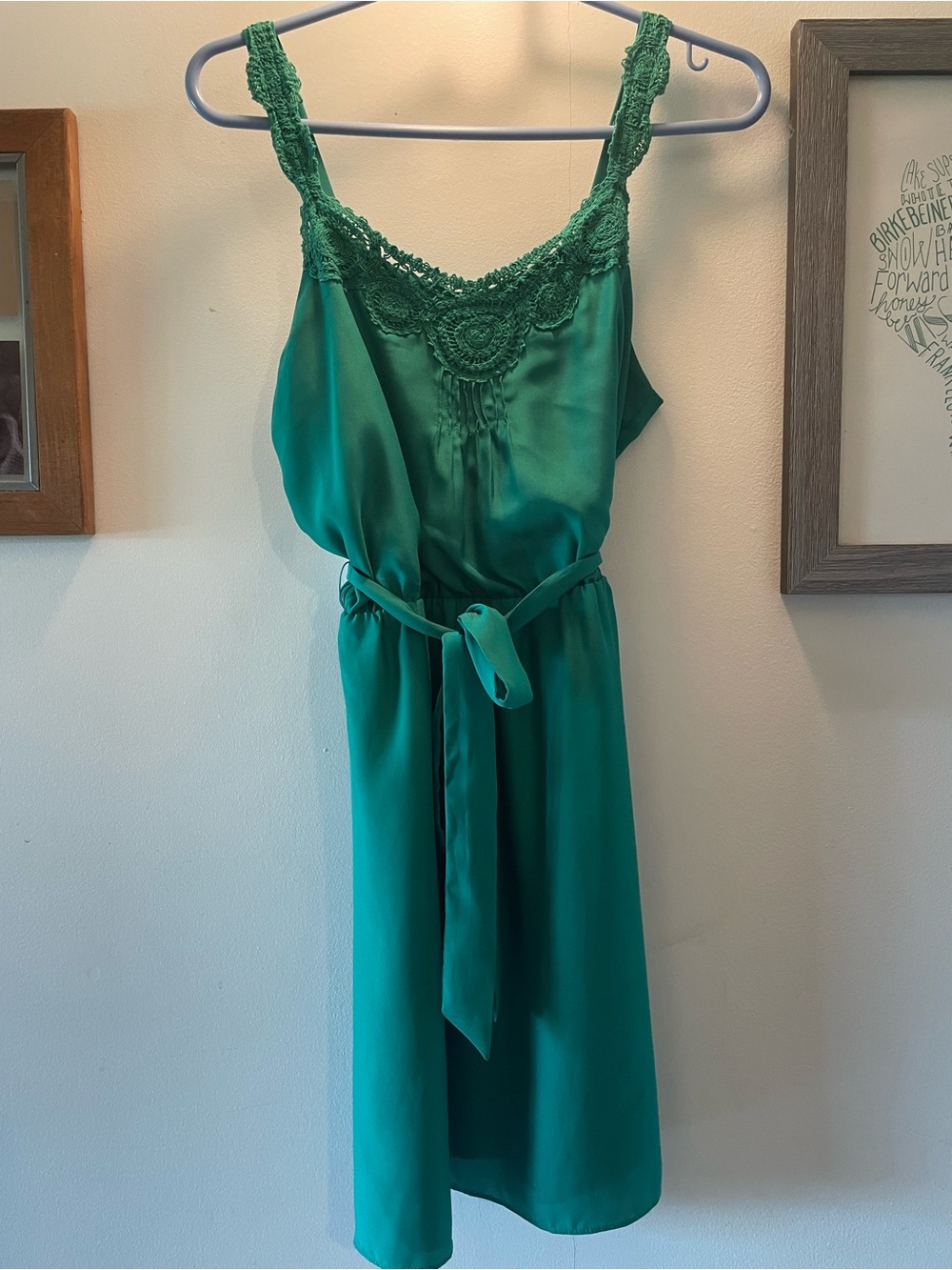 LC Lauren Conrad Teal Green Crochet-Trim Dress